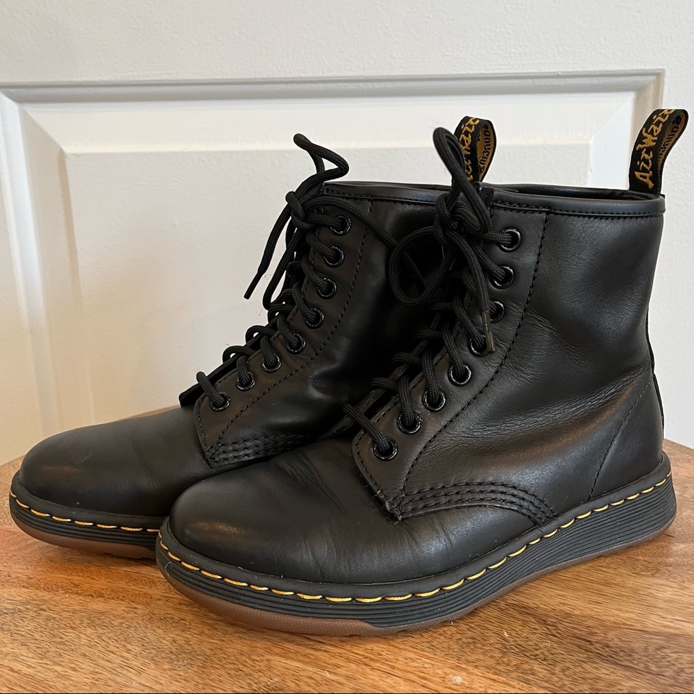 Dr. Martens Black 8 Eye Boots with Flat Sole Size UK3